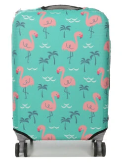 Housse De Valise Periea Green With Pink Flamingos S -Sac et Style Boutique housse valise periea 850930z