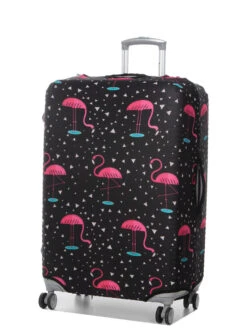 Housse De Valise Periea Black With Pink Flamingos L