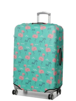 Housse De Valise Periea Green With Pink Flamingos L